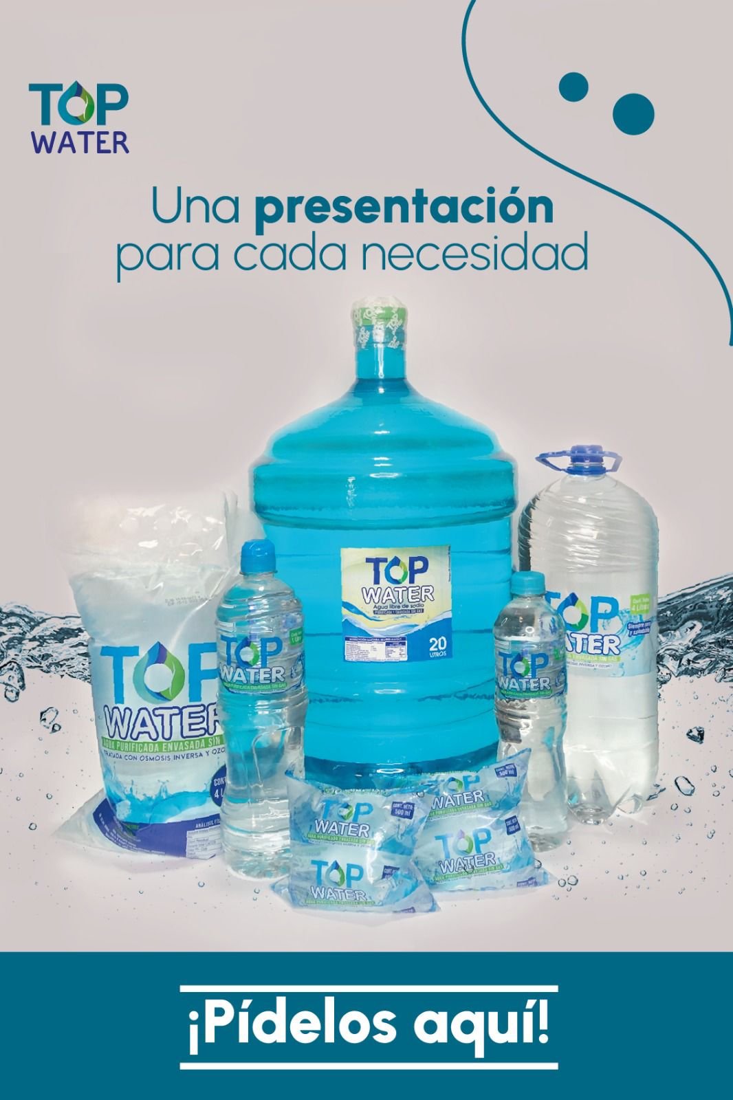 Galón de agua transparente